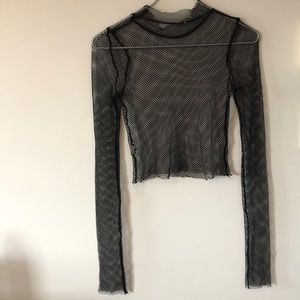 cropped fishnet top
